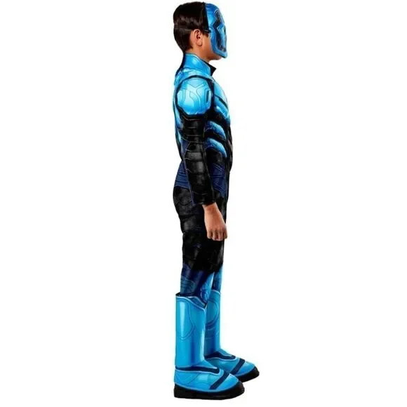 DC BLUE BEETLE Halloween Costume Size SMALL 6 Jumpsuit Mask Muscle Chest NWT - Picture 4 of 4